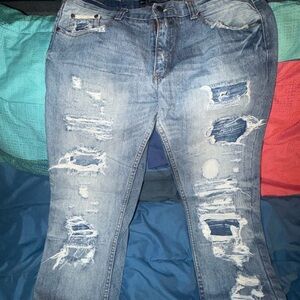 Heritage America 36 x 33 Distressed Light Wash mens Jeans - Blue